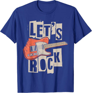 Let's Rock Electric Guitar Music Lover Band Guitarist Retro T-Shirt - T-Shirt | Royal