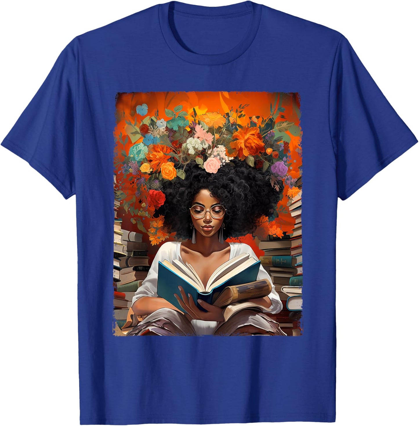 Black History Educated Reading Book Melanin Queen Afro Women T-Shirt - T-Shirt | Royal