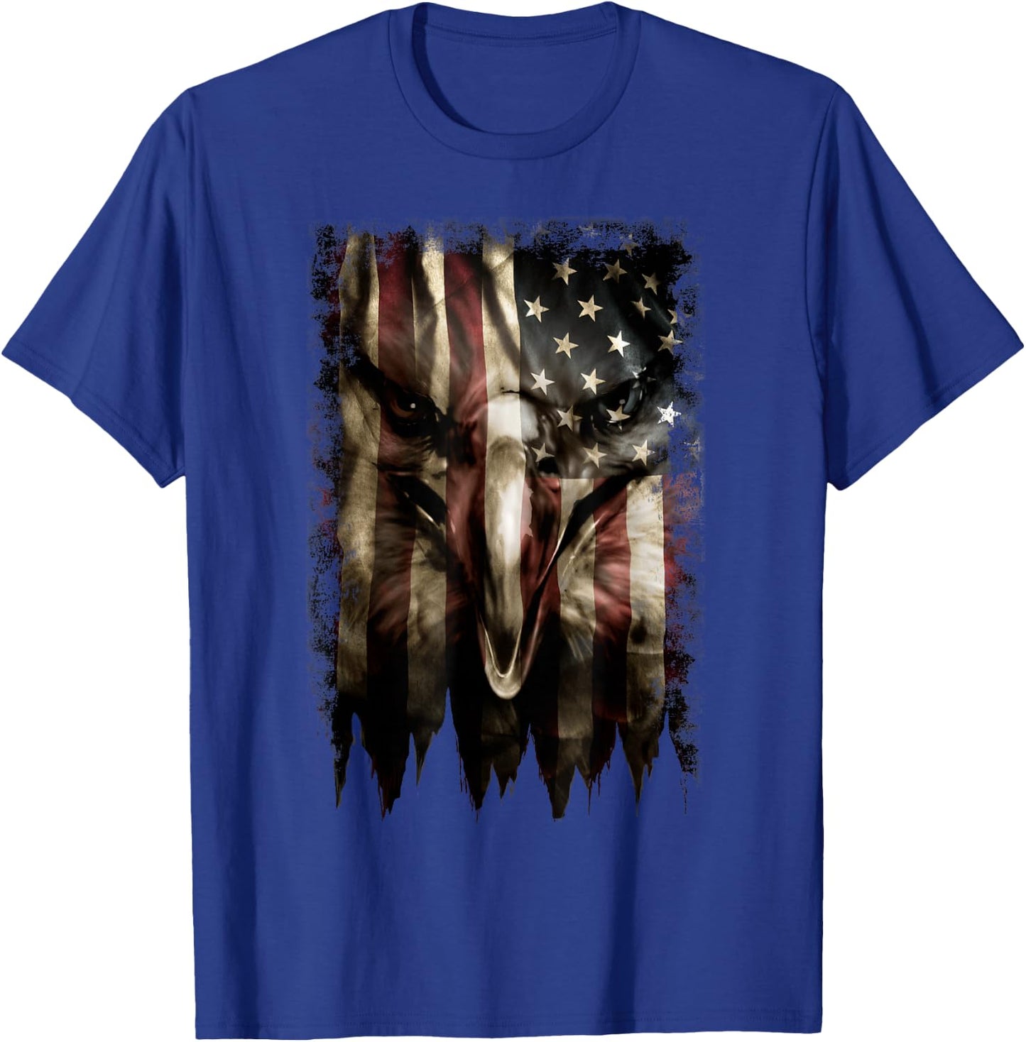 Trendy American Flag Eagle Faded T-Shirt - T-Shirt | Royal