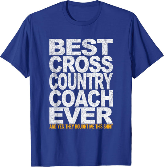 Best Cross Country Coach Ever Runner Running Coach Retro T-Shirt - T-Shirt | Royal