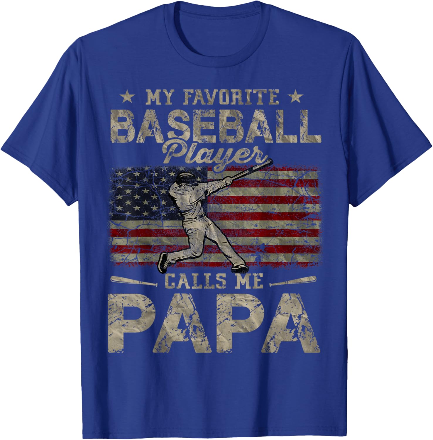 My Favorite Baseball Player Calls Me Papa Father's Day T-Shirt - T-Shirt | Royal