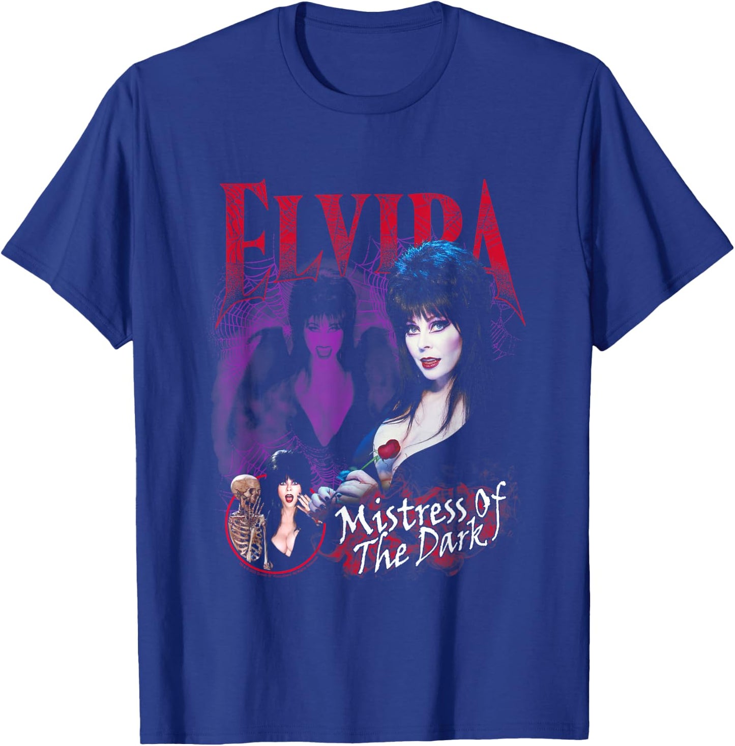 Elvira, Mistress of The Dark Purple and Red Graphic Small T-Shirt - T-Shirt | Royal