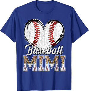 Softball Baseball Mimi Heart Leopard Print Mother's Day T-Shirt - T-Shirt | Royal