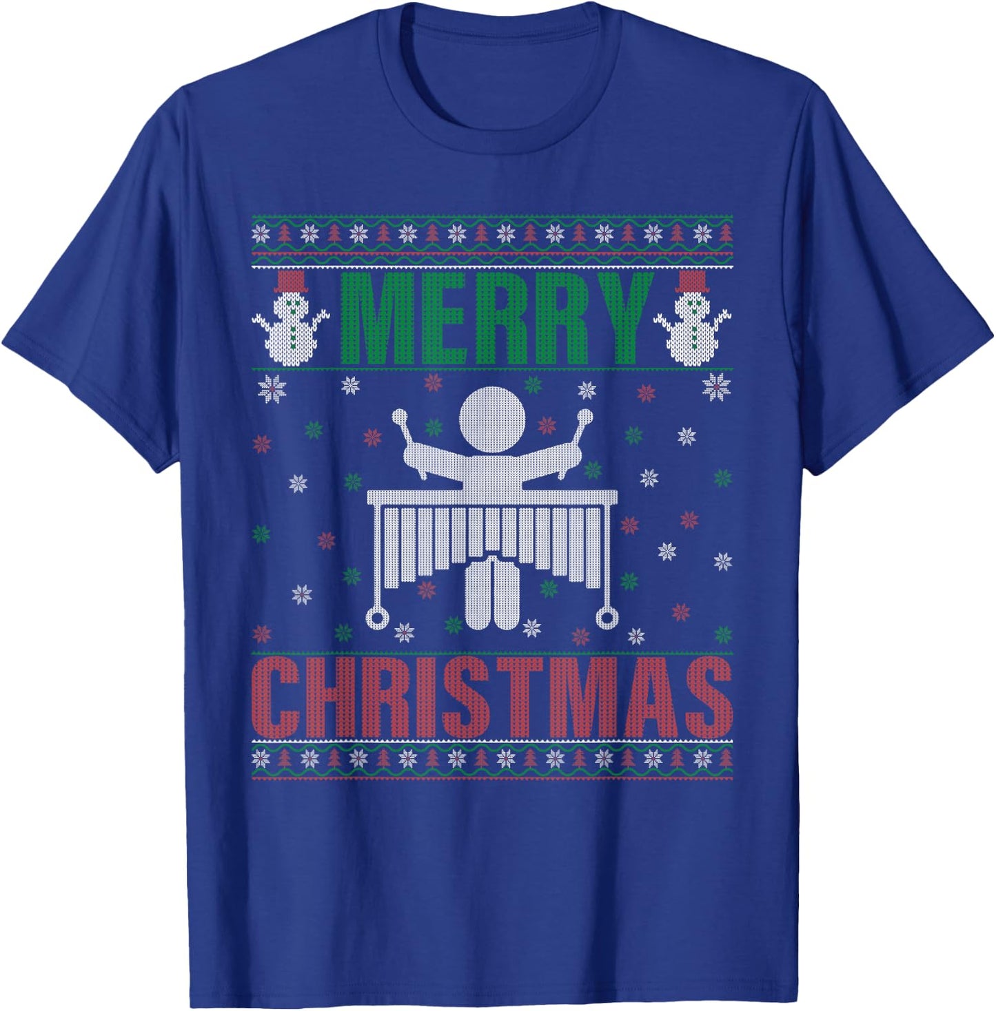 Family Xmas Pajamas Matching Marimba Player Ugly Christmas T-Shirt - T-Shirt | Royal