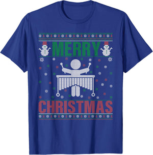 Family Xmas Pajamas Matching Marimba Player Ugly Christmas T-Shirt - T-Shirt | Royal