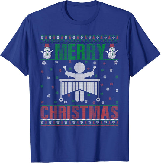 Family Xmas Pajamas Matching Marimba Player Ugly Christmas T-Shirt - T-Shirt | Royal