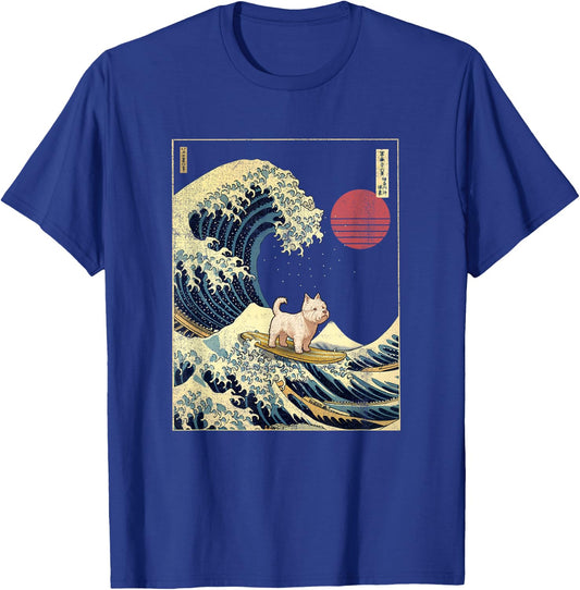 West Highland White Terrier Westie Japanese Kanagawa Wave T-Shirt - T-Shirt | Royal