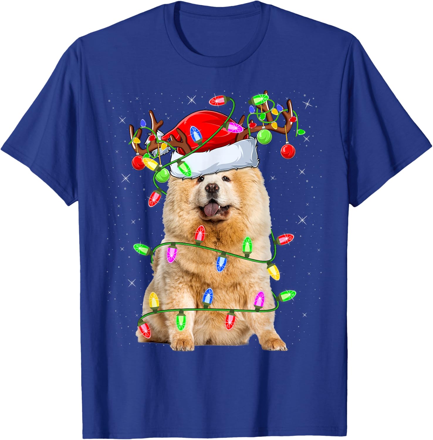 Chow Chow Dog Lover Xmas Lighting Santa Chow Chow Christmas T-Shirt - T-Shirt | Royal