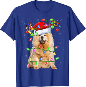 Chow Chow Dog Lover Xmas Lighting Santa Chow Chow Christmas T-Shirt - T-Shirt | Royal