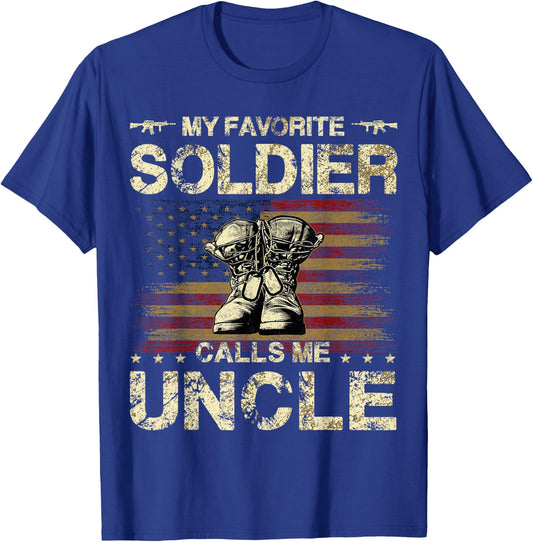 My Favorite Solider Calls Me Uncle | Proud Army Uncle T-Shirt - T-Shirt | Royal