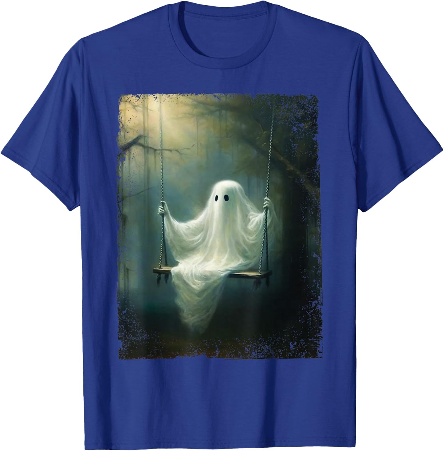 Vintage Halloween Costume Ghost Swing In The Forest Graphic T-Shirt - T-Shirt | Royal