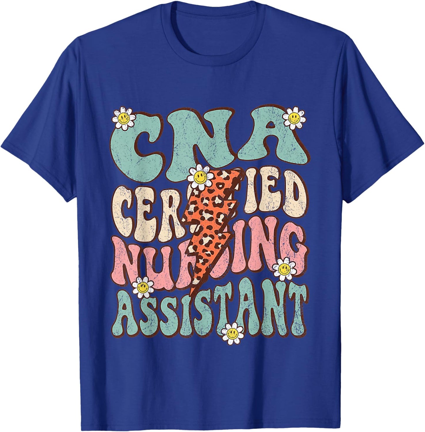 CNA Certificated Nursing Assistant Groovy Retro CNA Life T-Shirt - T-Shirt | Royal