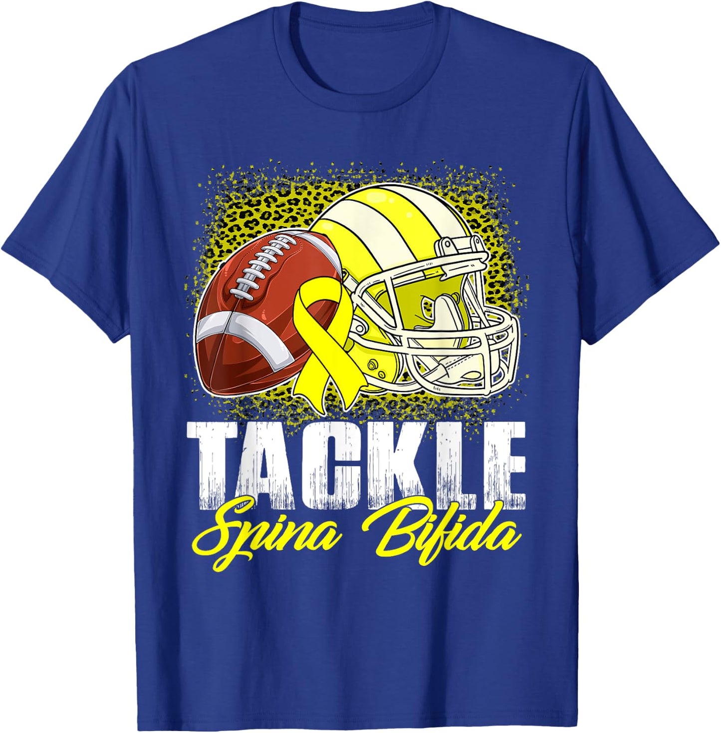 Tackle Spina Bifida Football Ball Helmet Yellow Ribbon Women T-Shirt - T-Shirt | Royal