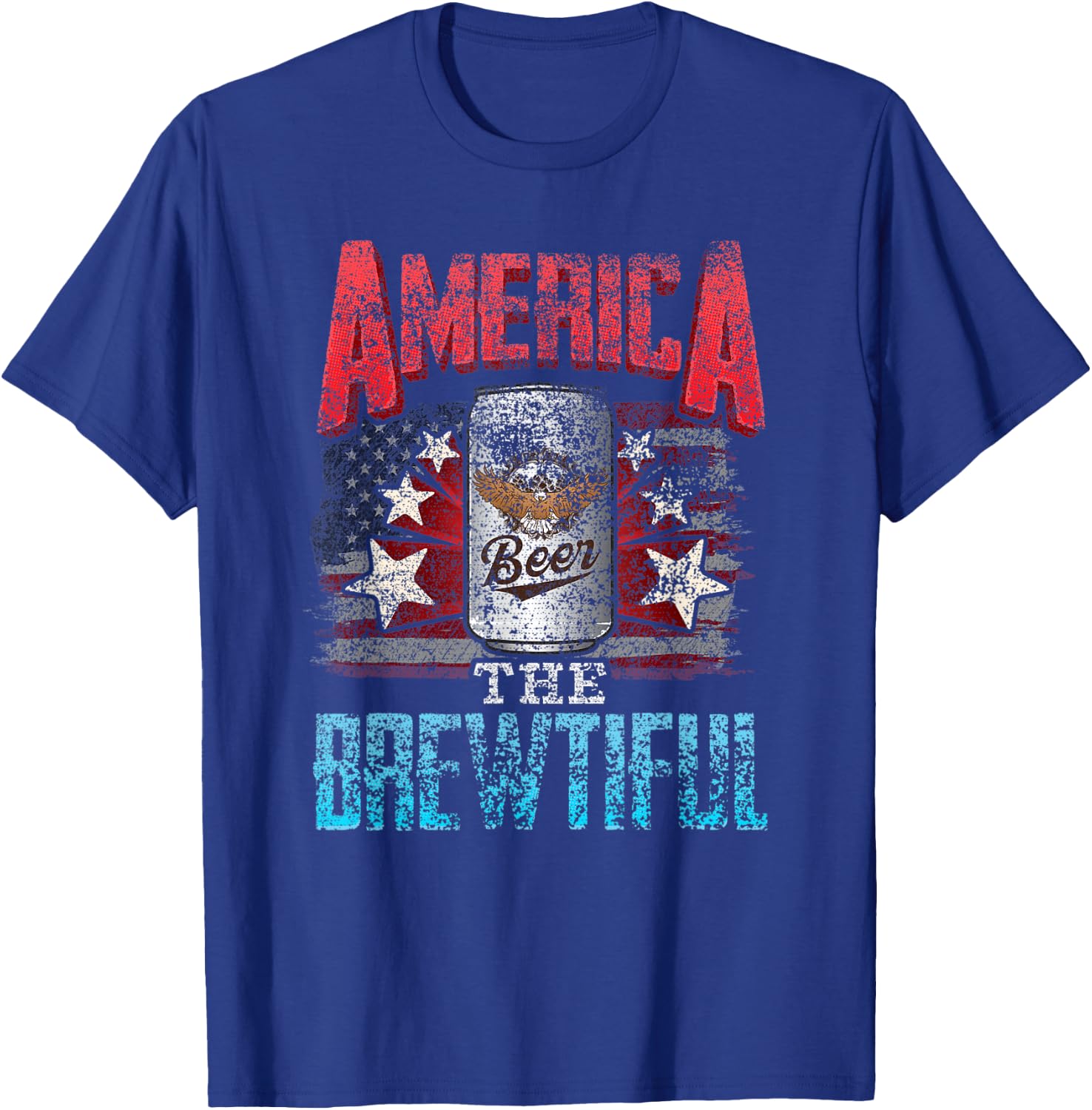 DISTRESSED USA AMERICA THE BREWTIFUL 4th of July American Women Men T-Shirt - T-Shirt | Royal