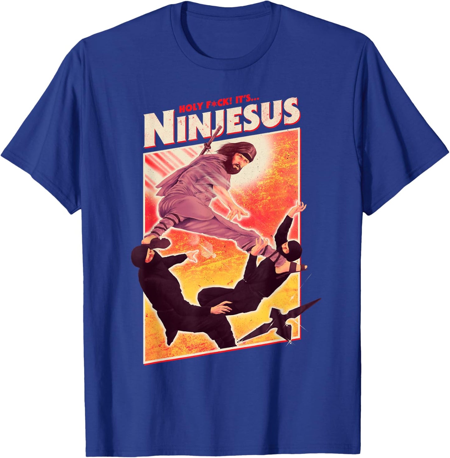 It's Ninjesus 80s Action Movie Atheist Christian Ninja Jesus T-Shirt - T-Shirt | Royal