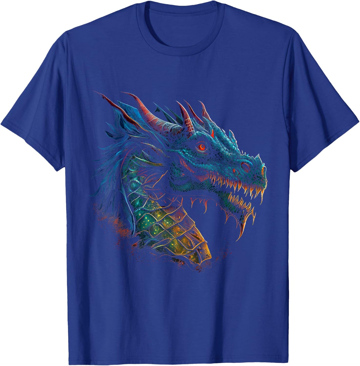 Beautiful Blue & Red Dragon Lover Fantasy Art Sharp Teeth T-Shirt - T-Shirt | Royal