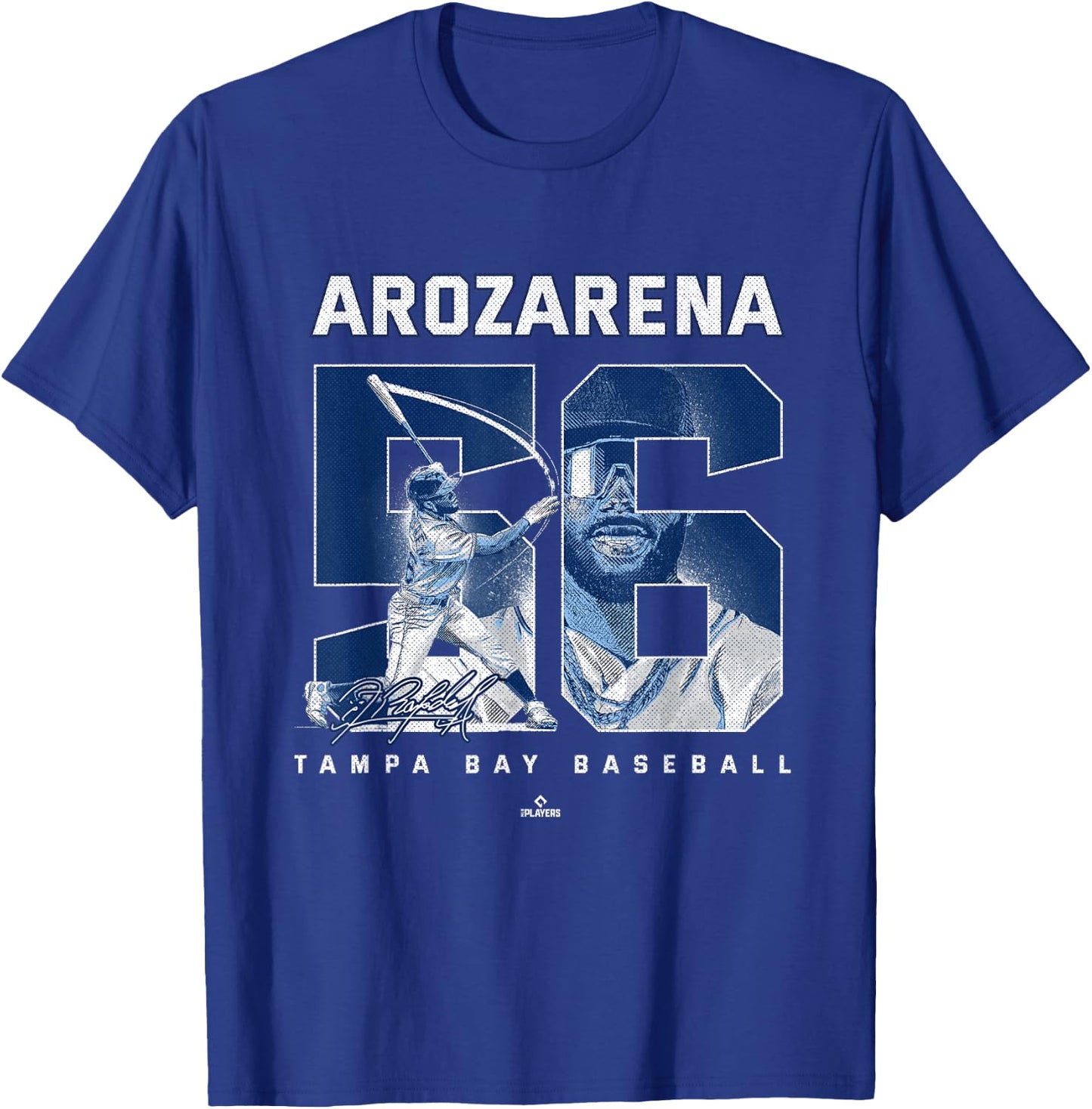 Number and Portrait Randy Arozarena Tampa Bay MLBPA T-Shirt - T-Shirt | Royal