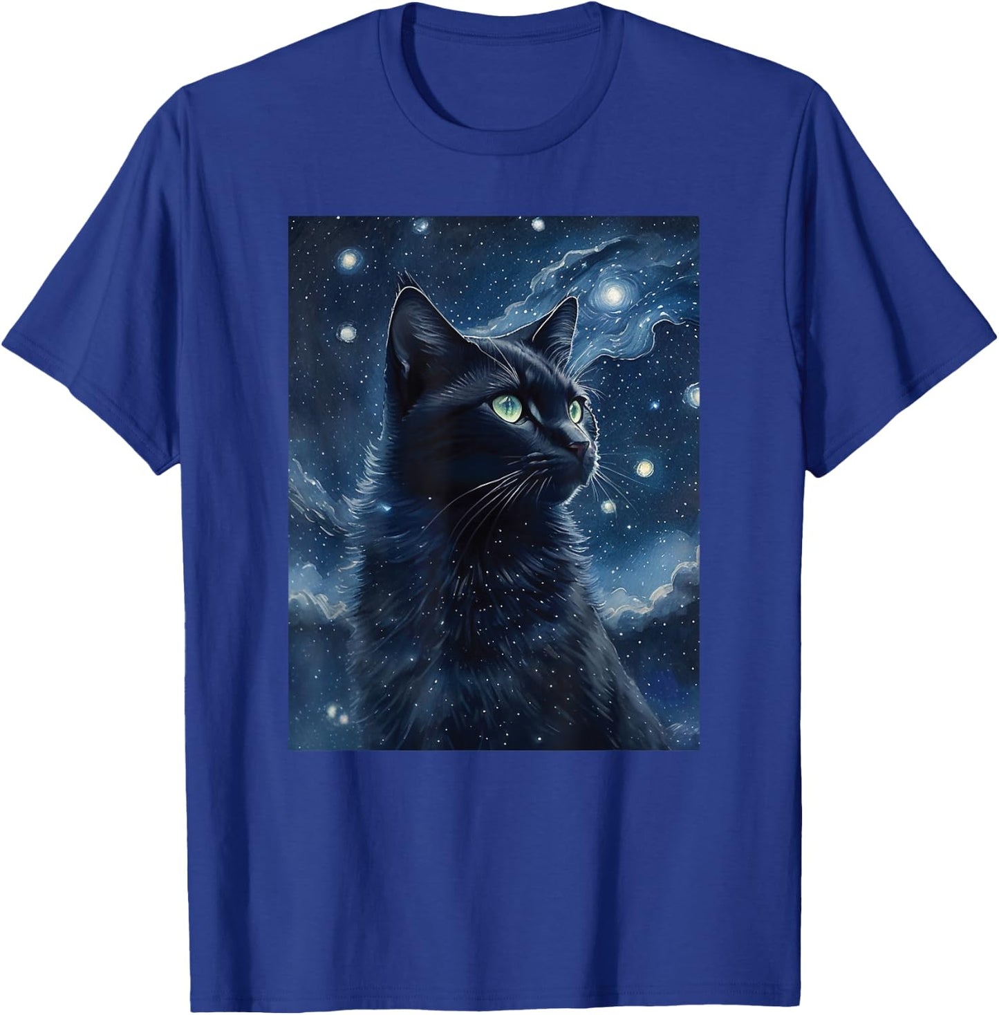 black cat Painting art Starry Night kitty kitten Van Gogh T-Shirt - T-Shirt | Royal