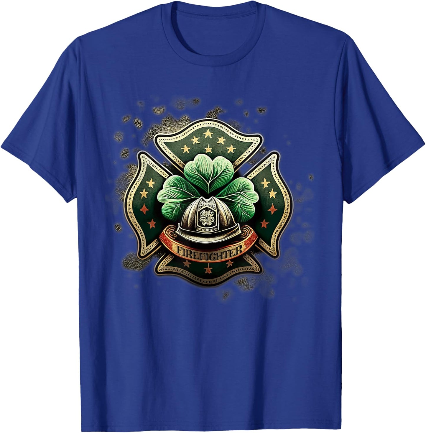 Vintage Shamrock Irish Firefighter St Patricks USA Fireman T-Shirt - T-Shirt | Royal
