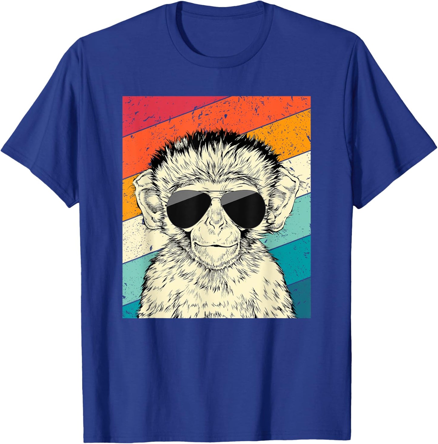 Retro Vintage Monkey with Sunglasses Wild Life Lovers T-Shirt - T-Shirt | Royal