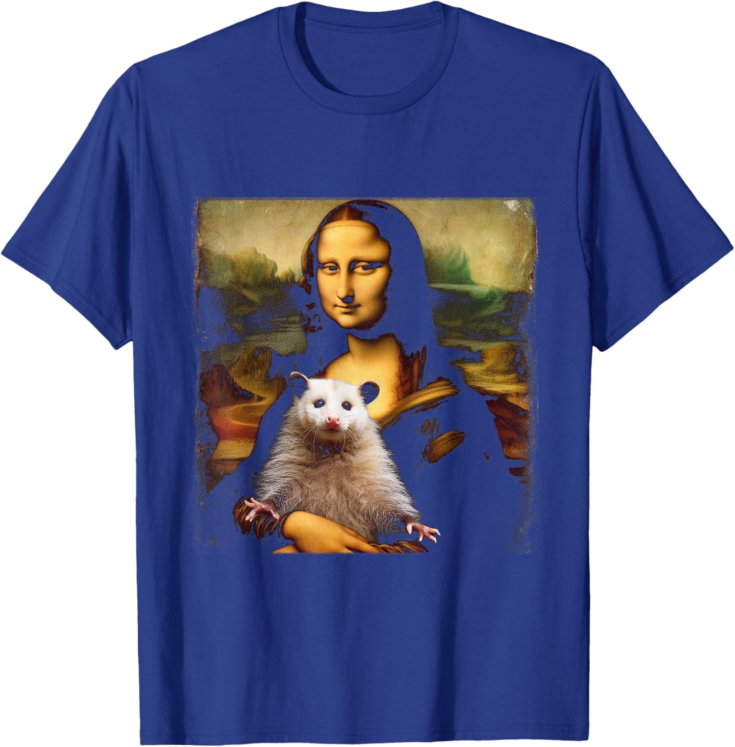 Funny Mona Lisa Holding an Opossum T-Shirt - T-Shirt | Royal