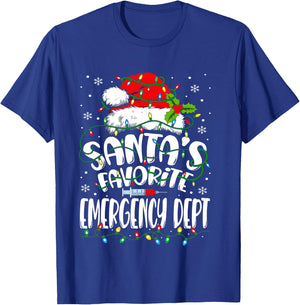 Santa Favorite Emergency Department Christmas ER Nurse T-Shirt - T-Shirt | Royal