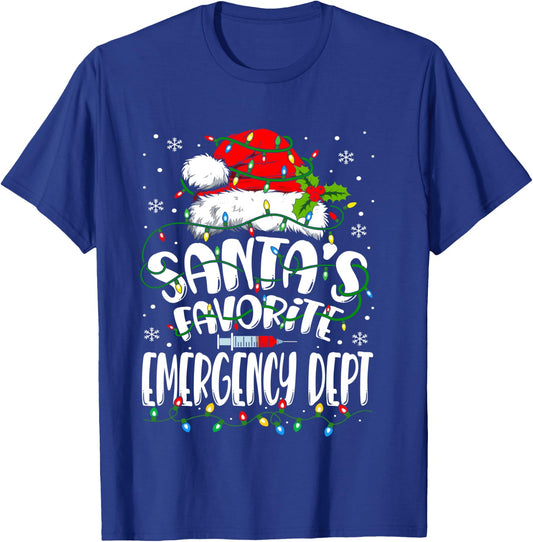 Santa Favorite Emergency Department Christmas ER Nurse T-Shirt - T-Shirt | Royal