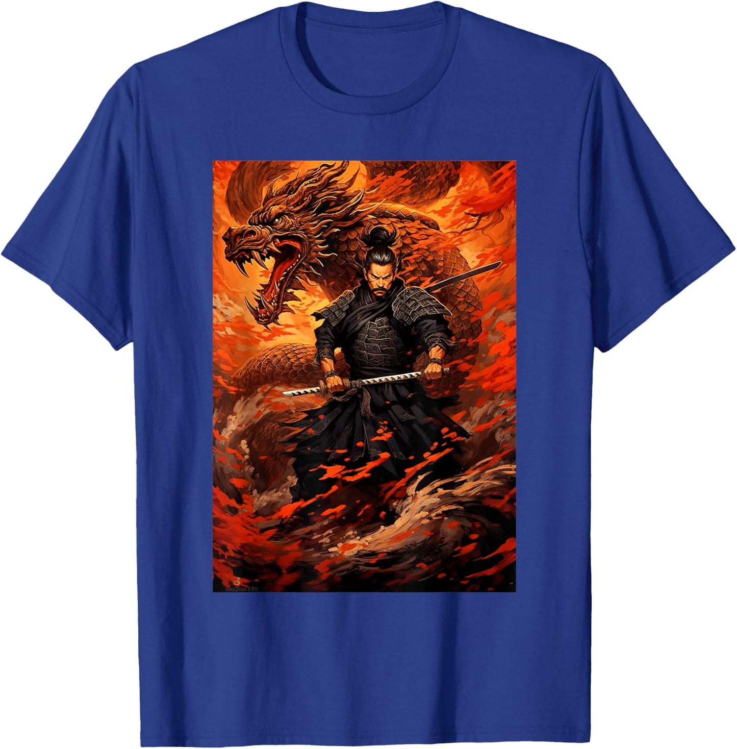 Samurai Conquers the Great Dragon - Bushido Spirit T-Shirt - T-Shirt | Royal