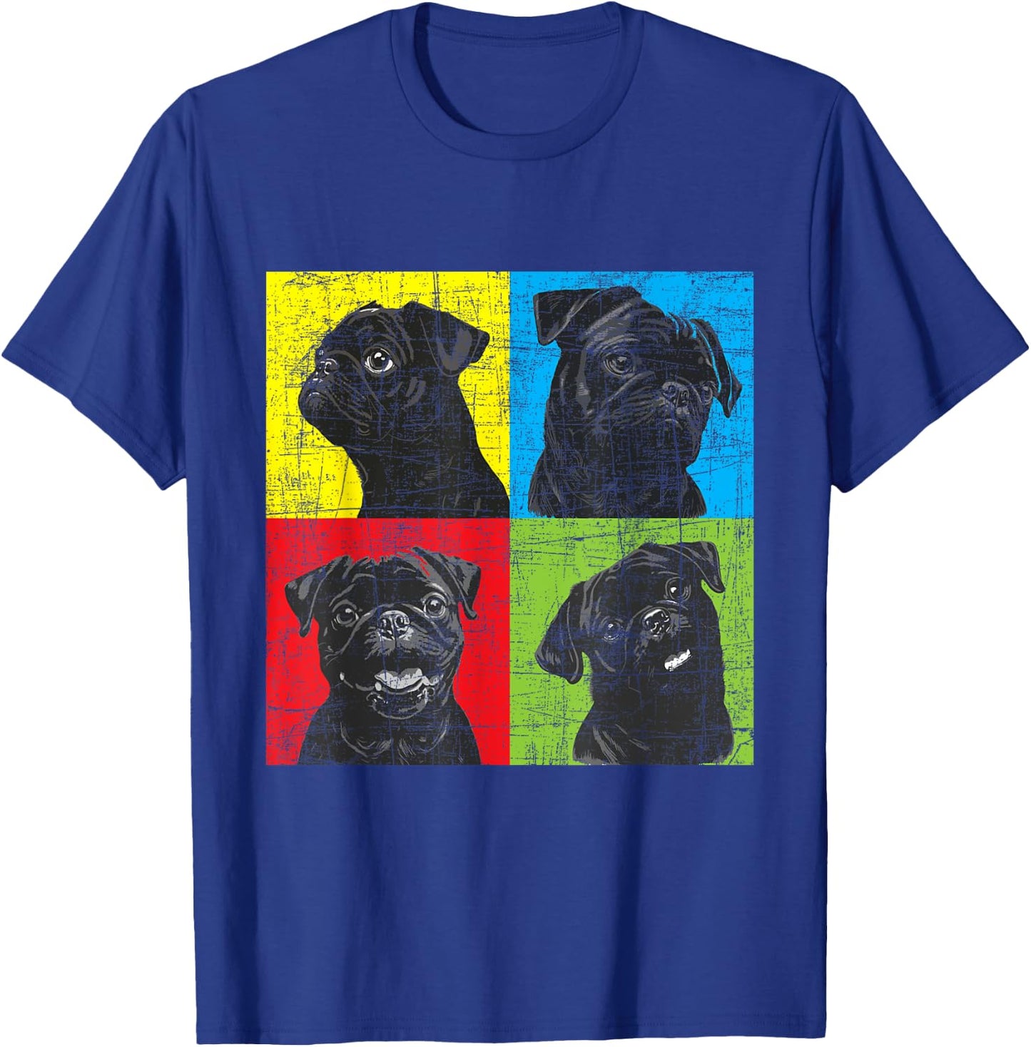 Colorful Pug Face Portrait - Dog Lover Puppy Pet Owner T-Shirt - T-Shirt | Royal