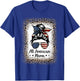All American Mama Messy Bun Bleached Leopard 4th of July Kids Men T-Shirt - T-Shirt | Royal