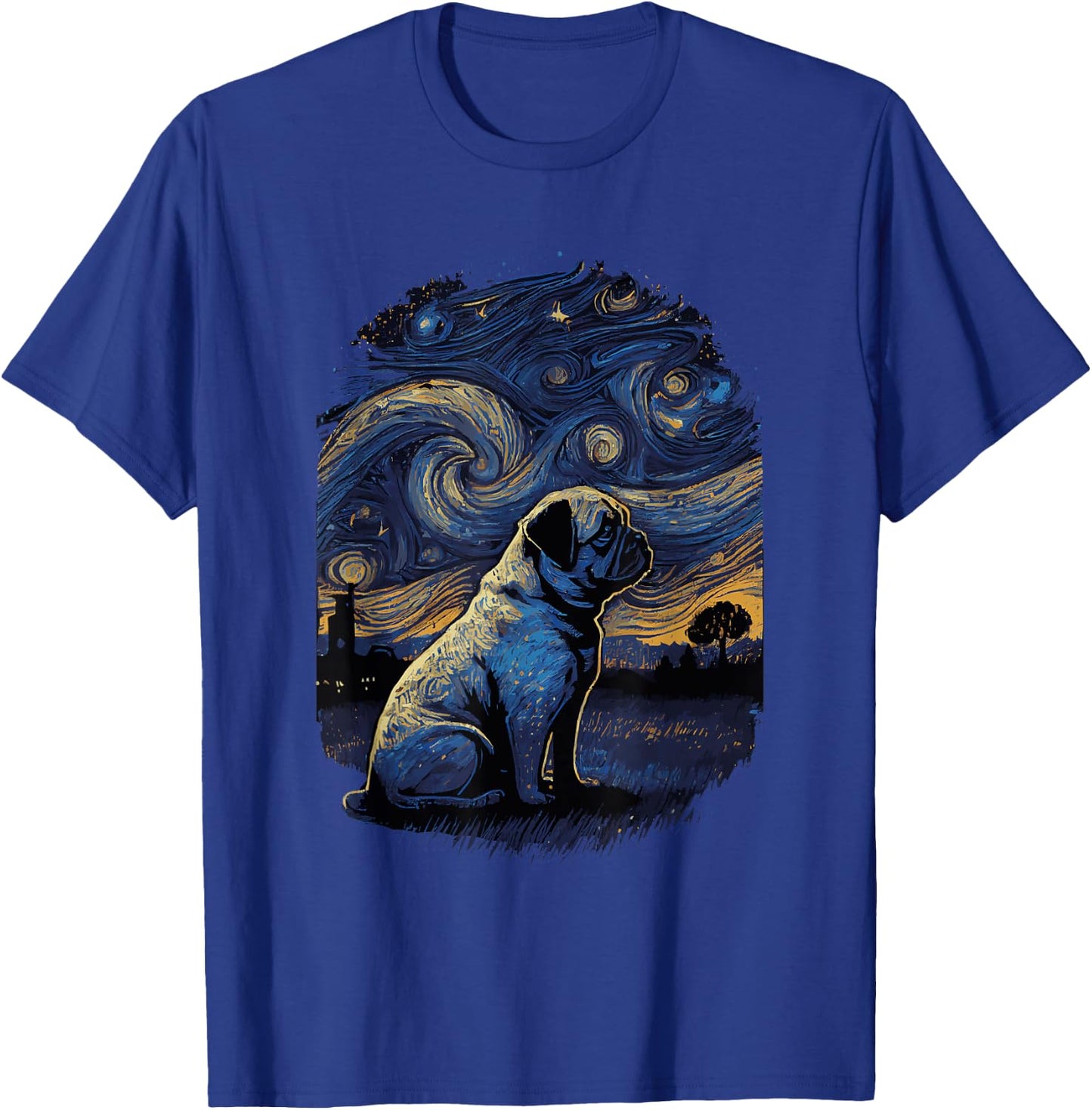 Pug Starry Night T-Shirt - T-Shirt | Royal