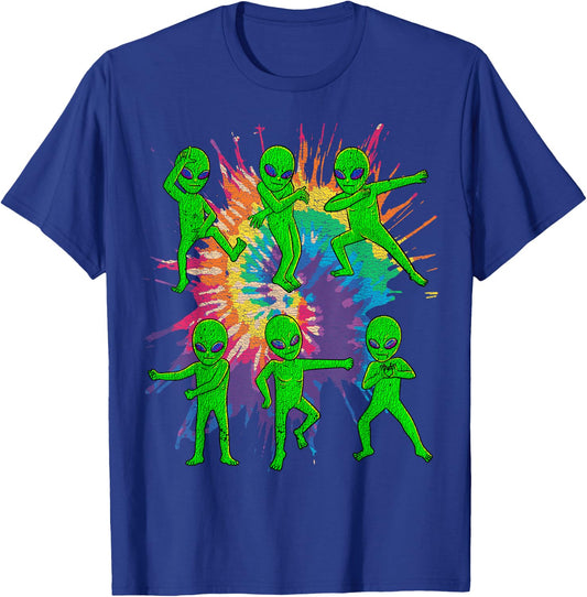 Dancing Alien Halloween Aliens Tie Dye Dance Kids Boys Girls T-Shirt - T-Shirt | Royal