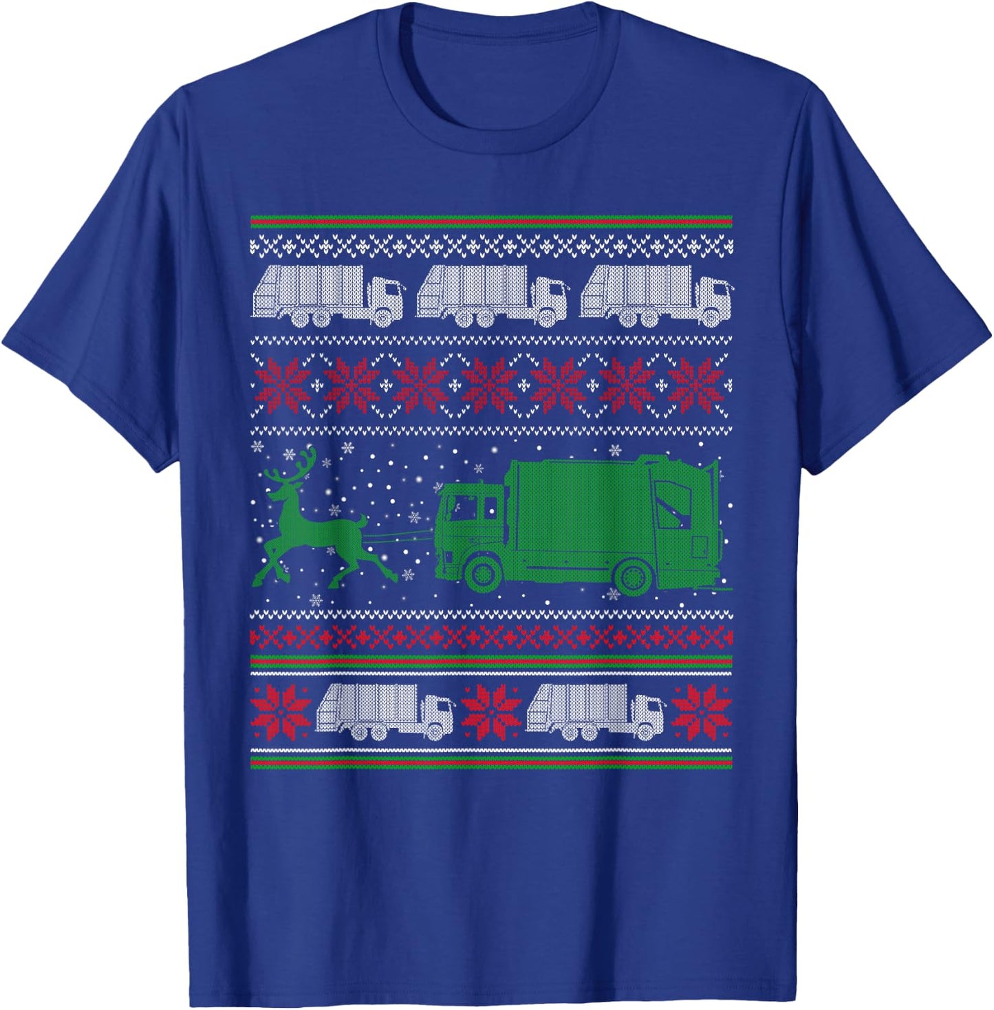 Garbage Truck Riding Reindeers Ugly Christmas Sweater Boys T-Shirt - T-Shirt | Royal