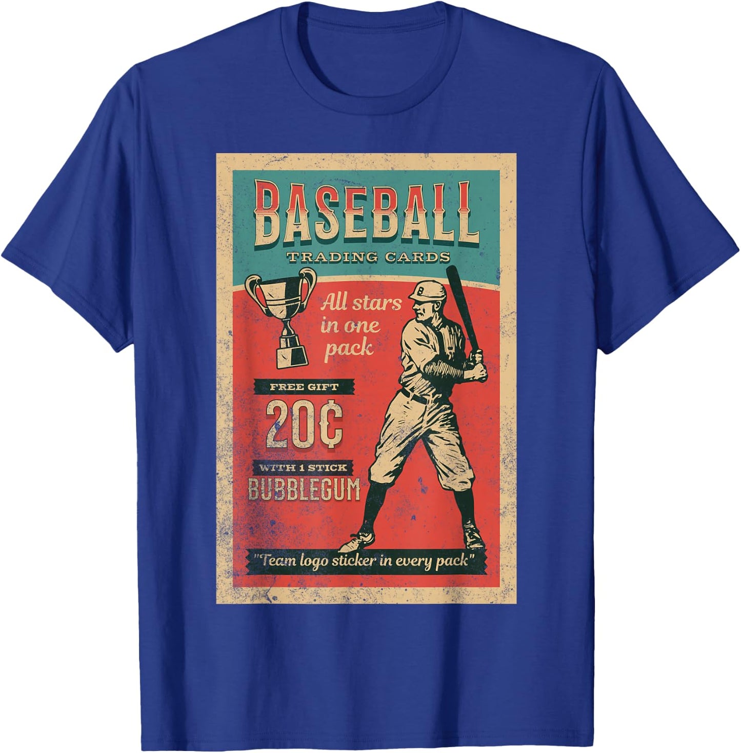 Baseball Card Wrapper Vintage Retro Distressed Hobby T-Shirt - T-Shirt | Royal