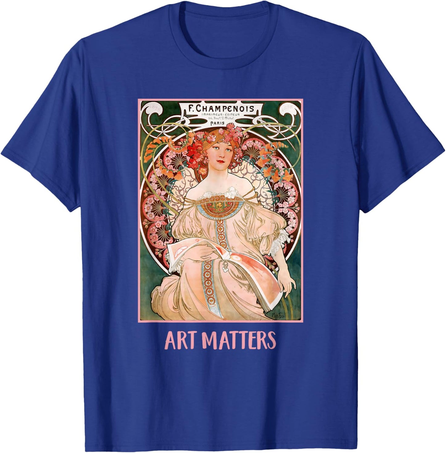 Women with Flowers Paris Mucha Art Nouveau Art Matters T-Shirt - T-Shirt | Royal