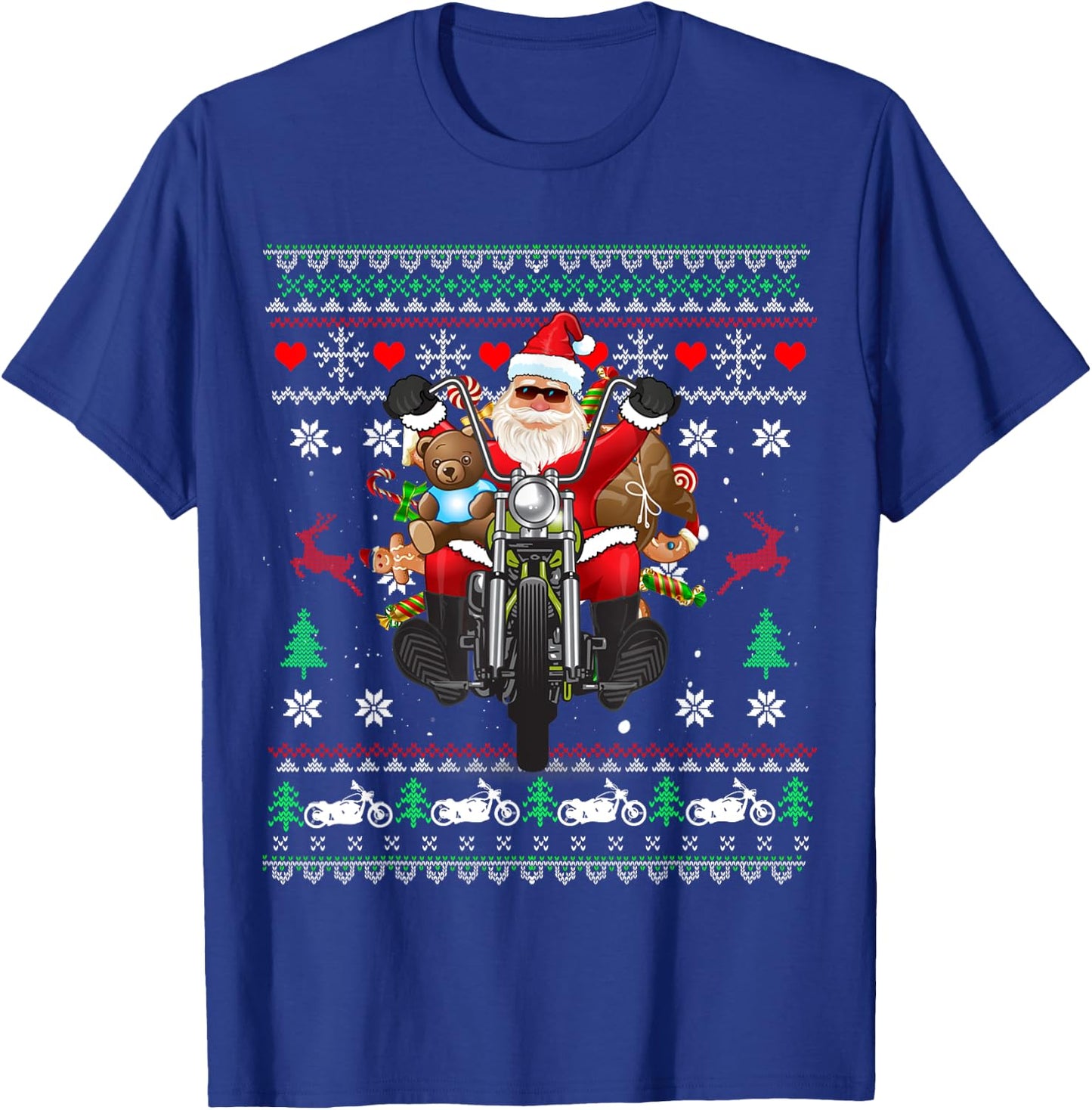 Santa On Motorcycle, Merry Christmas, Men, Biker, Rider Ugly T-Shirt - T-Shirt | Royal