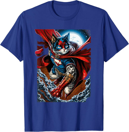 Super Power Superhero Snowshoe Cat Men Women Kids T-Shirt - T-Shirt | Royal