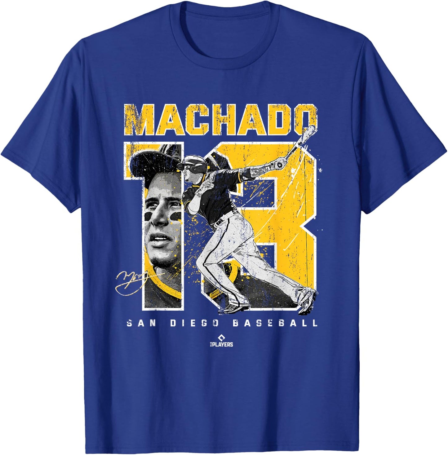 Number and Portrait Manny Machado San Diego MLBPA Small T-Shirt - T-Shirt | Royal