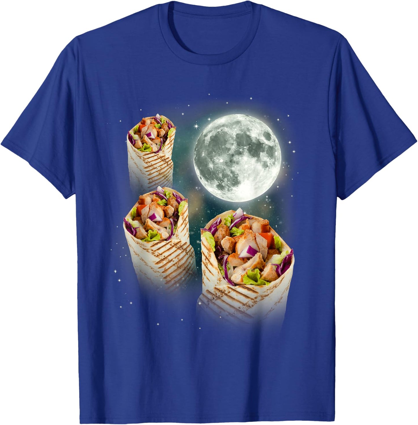 Three Burrito Moon | Weird Cursed Meme 3 Space Tortilla T-Shirt - T-Shirt | Royal