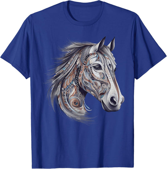 Horse Tribal Abstract Art Native American Geometric Horses T-Shirt - T-Shirt | Royal