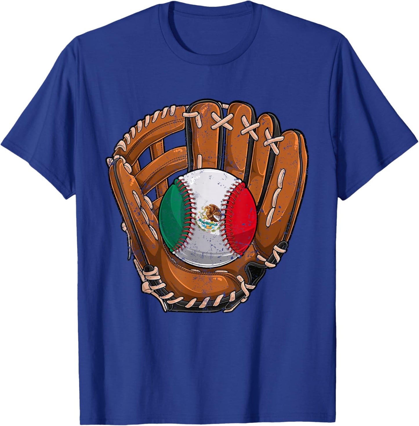 Mexico Flag Baseball Ball Softball Mexican Sport Player T-Shirt - T-Shirt | Royal