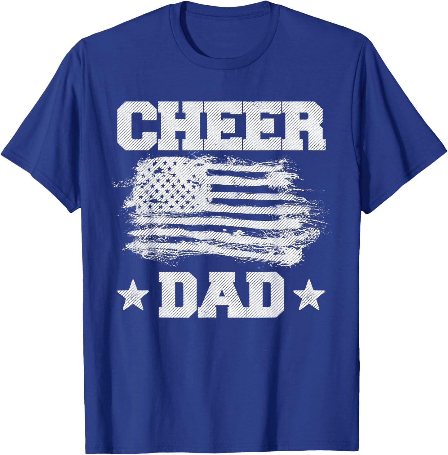 Cheer Dad Vintage American Flag Father Cheerleader Squad T-Shirt - T-Shirt | Royal