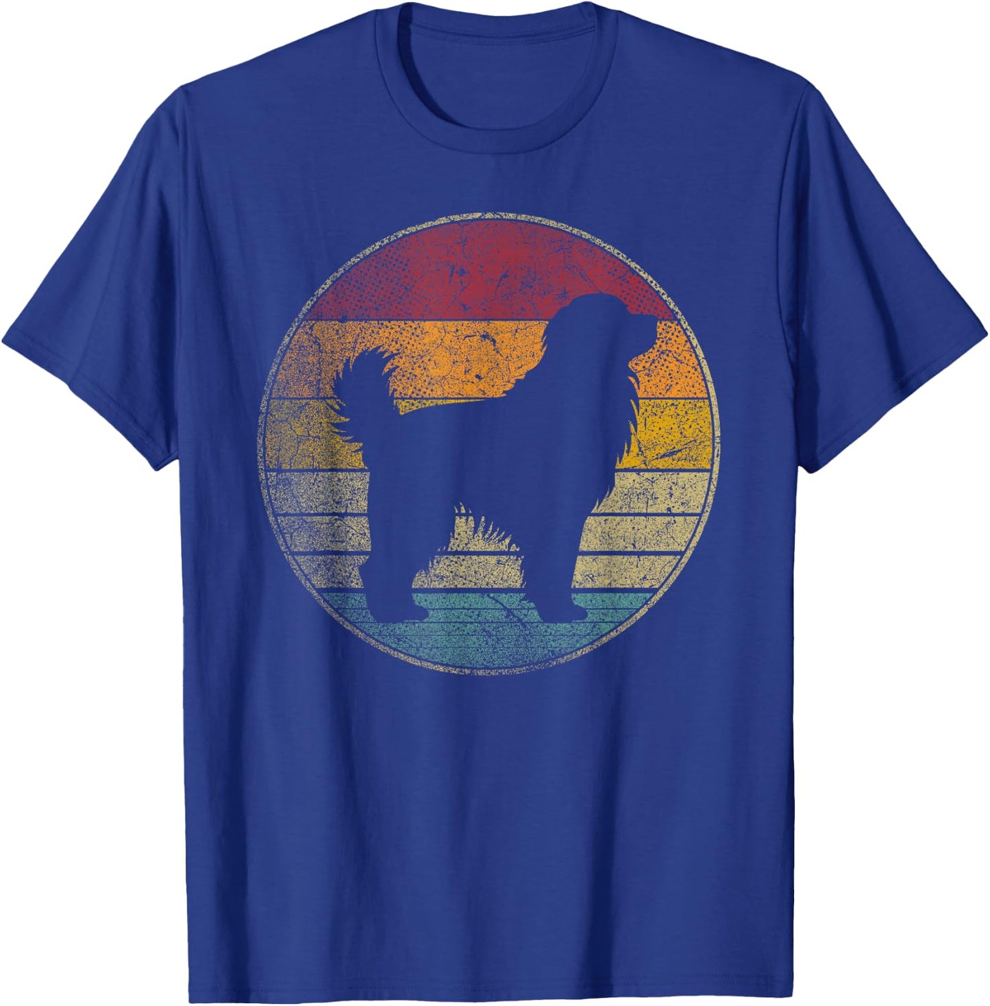 Newfoundland Dog Vintage Silhouette 70s 80s Retro Distressed Men Women Kids T-Shirt - T-Shirt | Royal