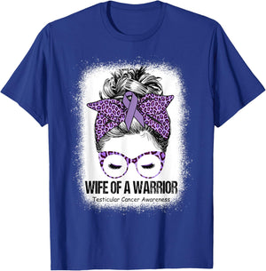 Wife of a Warrior Purple Ribbon Testicular Cancer Awareness T-Shirt - T-Shirt | Royal