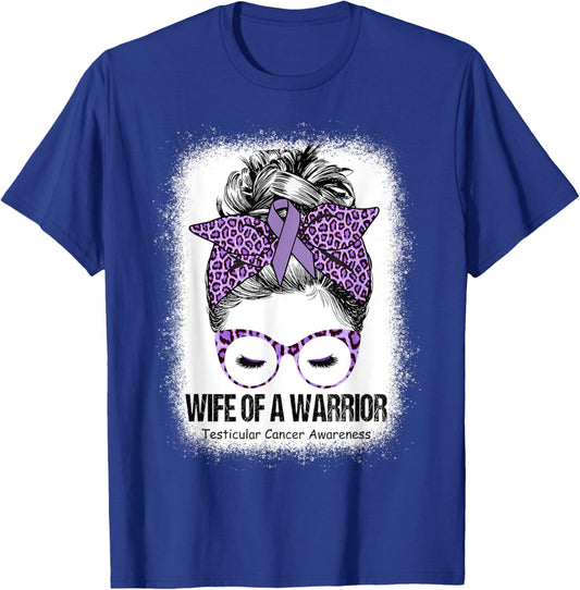 Wife of a Warrior Purple Ribbon Testicular Cancer Awareness T-Shirt - T-Shirt | Royal