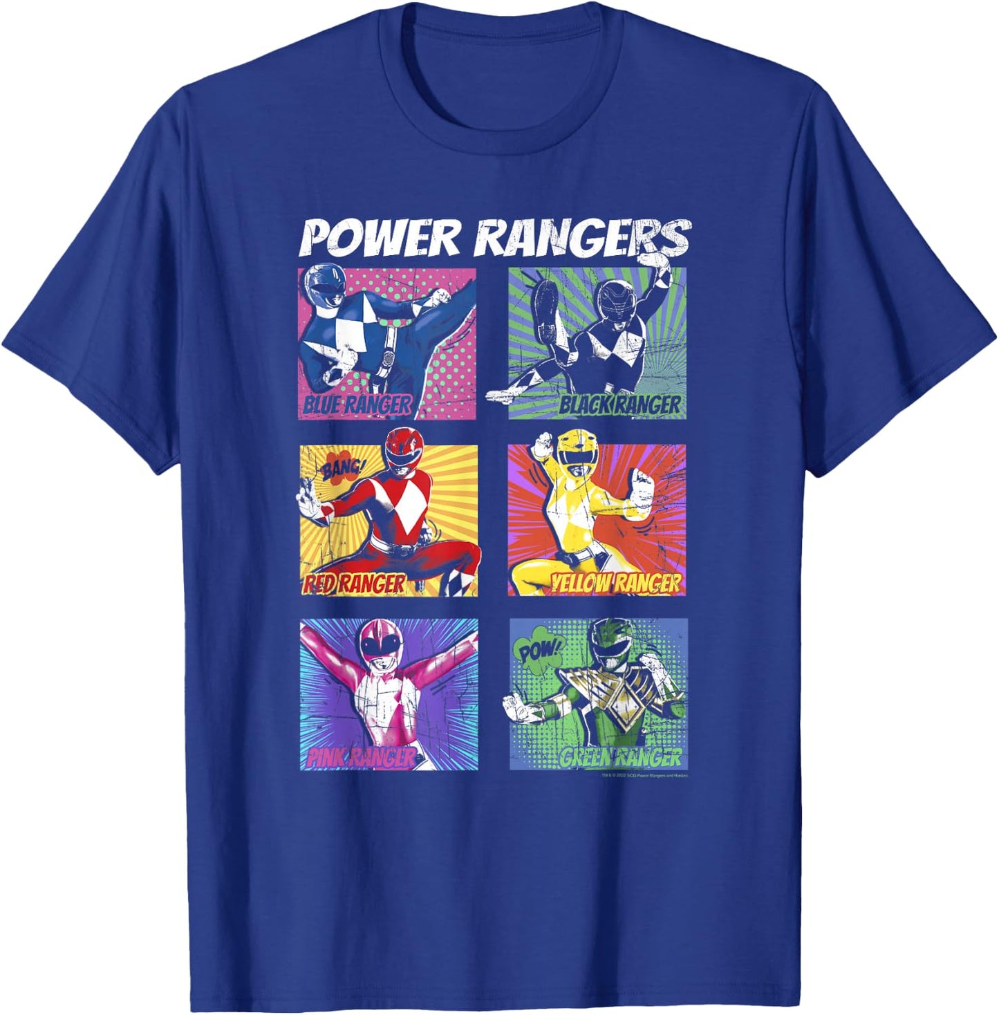 Power Rangers Group Shot Color Pop Boxed Up Comic Style T-Shirt - T-Shirt | Royal