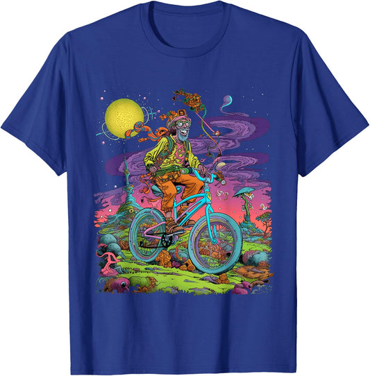 Bicycle Day Hofmann Trip | Psychedelic Comic Style Hippie T-Shirt - T-Shirt | Royal
