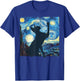 Cat Starry Night Painting Funny Painting Art Women Girls Kid T-Shirt - T-Shirt | Royal