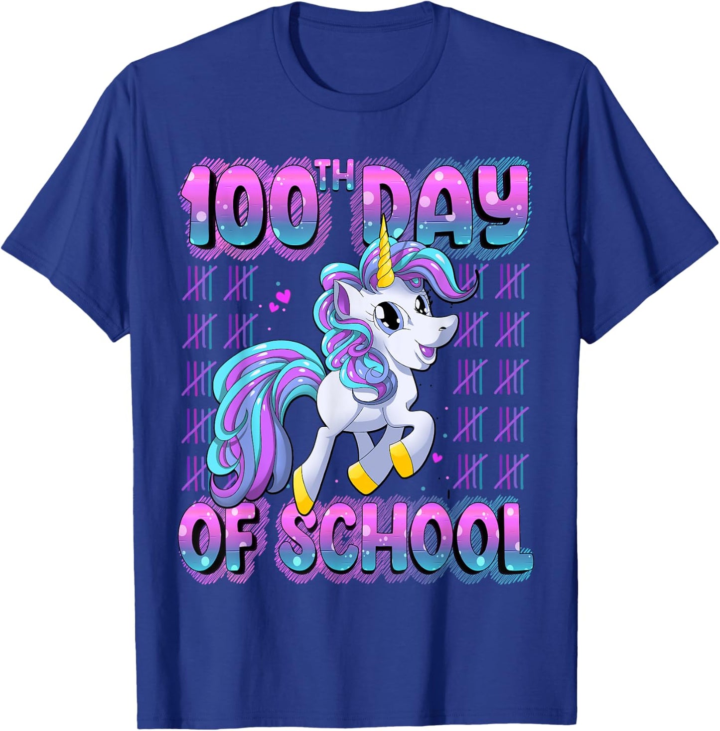 100 Days Of School Shirt Unicorn 100 Days Smarter 100th Day T-Shirt - T-Shirt | Royal