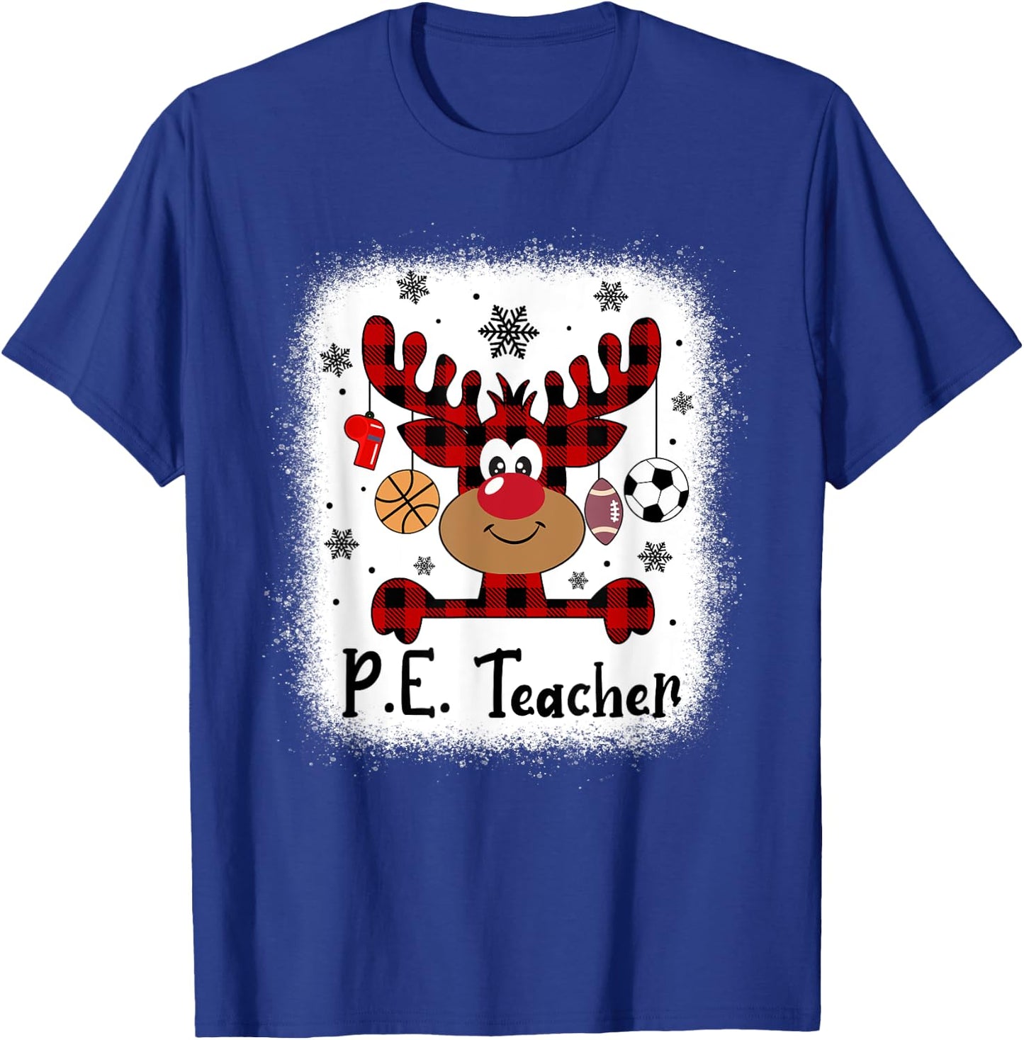 PbE7 PE Teacher Reindeer Christmas Merry Xmas PE Teacher T-Shirt - T-Shirt | Royal